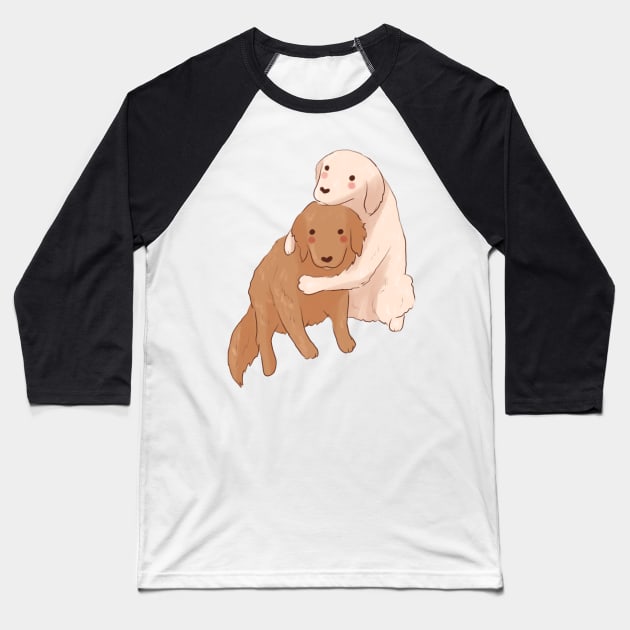 Cute Labrador and golden retriever hug Baseball T-Shirt by Mayarart